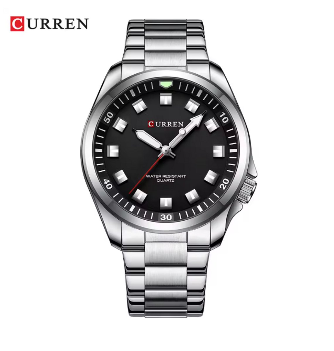 Curren Horloge - Heren - Zilverkleurig met Zwarte Wijzerplaat - Model 8451 - Stoer Herenhorloge - Tijdloos Cadeau