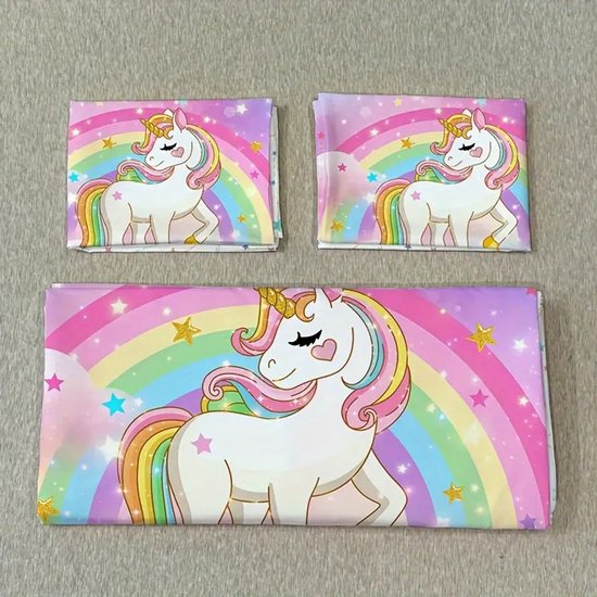 Vavida Dekbedovertrek - Eenpersoons - 140 x 200 - Eenhoorn - Gouden Manen - Unicorn - Kind - Meisje — afbeelding 2