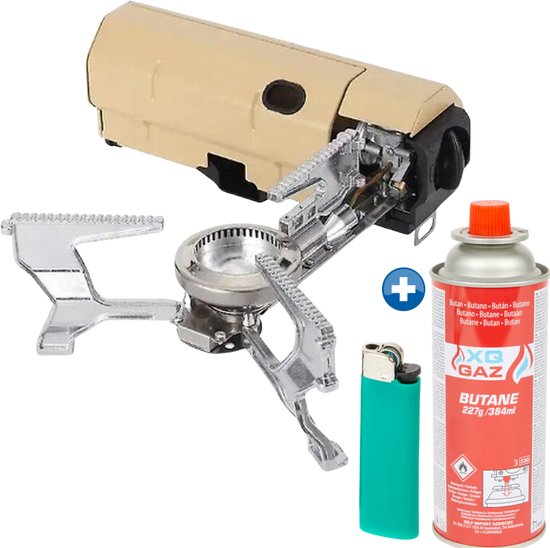 Camping Kooktoestel compatibel met Gaspatronen 227g, Camping Gas Cooker opvouwbaar met Foedraal, Opvouwbaar Campingfornuis, met piëzo ontsteking voor binnen / buiten, Camping Gasbrander
