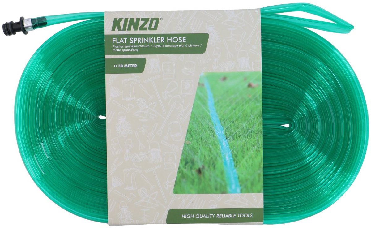 Kinzo Sproeislang 30M – Platte Tuinslang / Druppelslang – Voor Gazon, Bloembedden en Tuin – Gelijkmatige Besproeiing