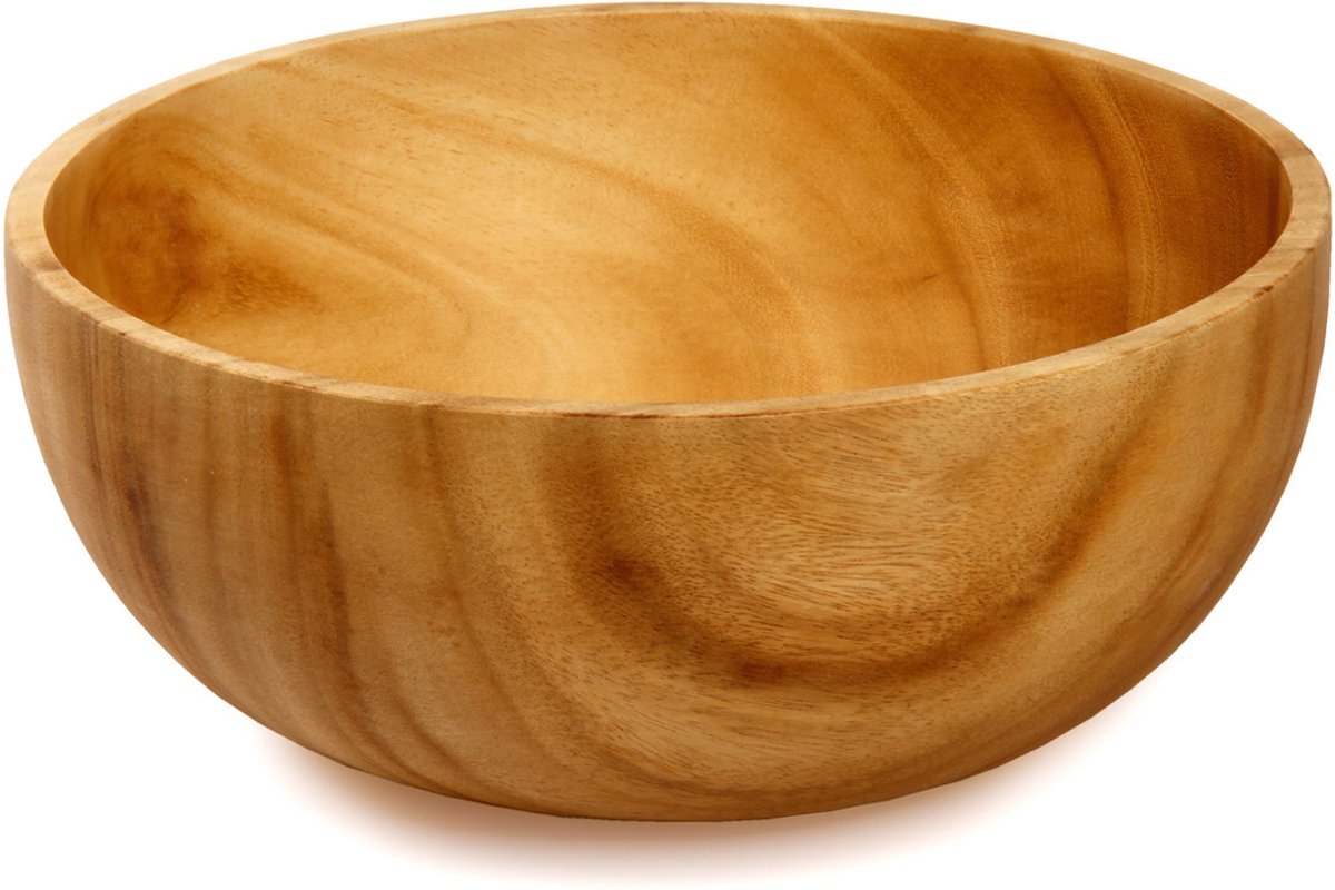 Houten schaal D25 cm rustiek gebleekt. Fairtrade van acaciahout duurzaam. Kinta.