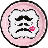 Bord Moustache - Snor roze 23cm 8 stuks