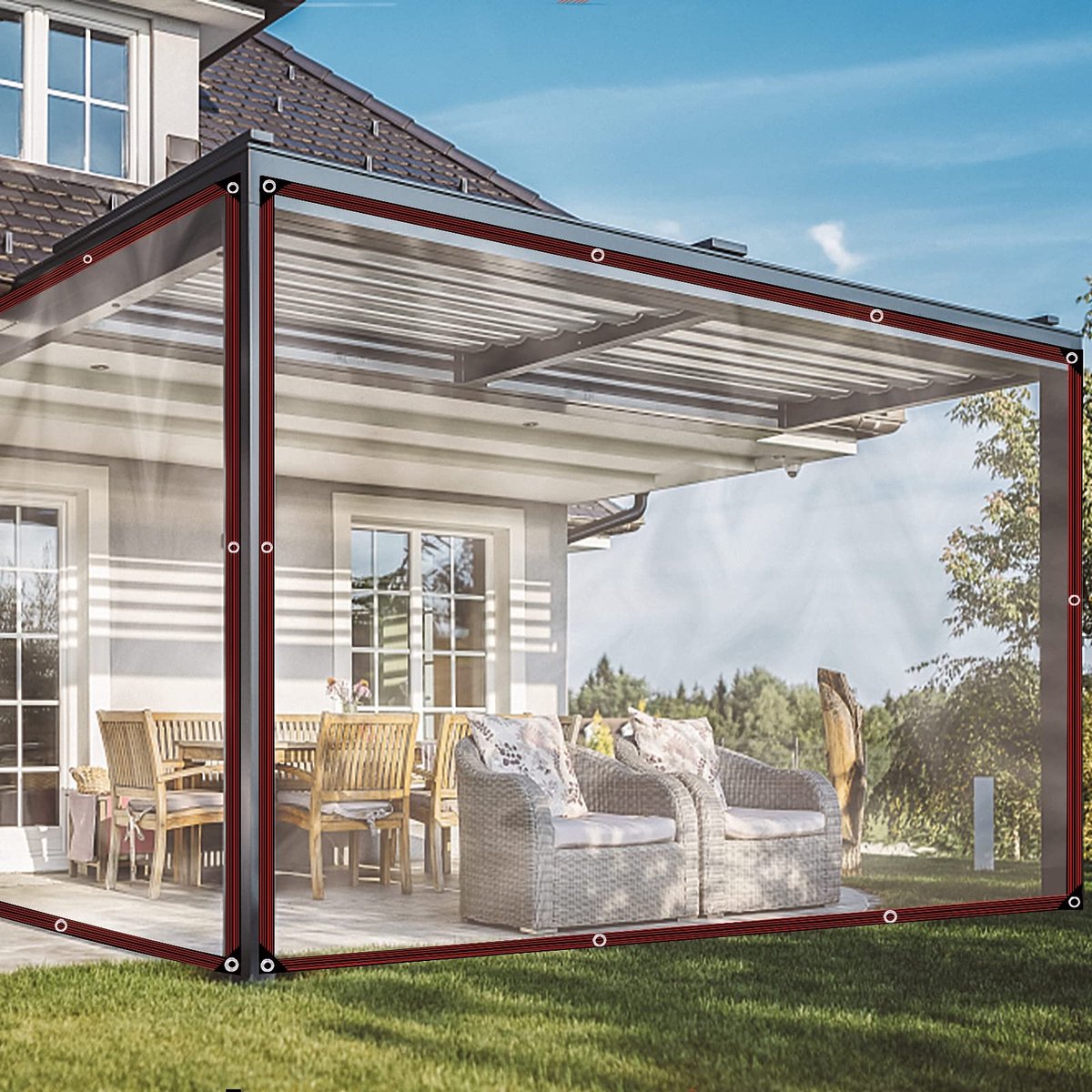 Ibenzoa® Transparant Waterdicht Dekzeil voor Buiten met Metalen Ogen, Ideaal voor Diverse Toepassingen