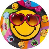 8 Kartonnen bordjes Smiley World™ - Feestdecoratievoorwerp