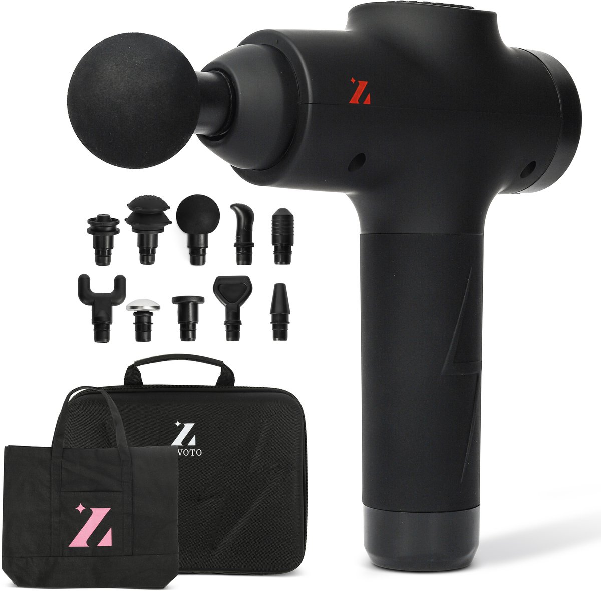 Zavoto - Massage-Gun - Professioneel Spiermassage Pistool - massage apparaat - 10 opzetstukken - inclusief tas - zwart