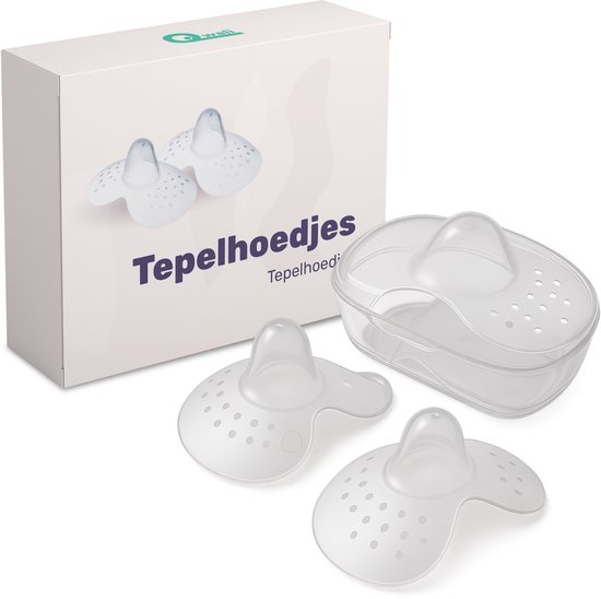 Qwali Organic Tepelhoedje voor borstvoeding - Maat L - BPA vrij - Tepel beschermer - Transparant - Incl. opbergbakje - 2 stuks