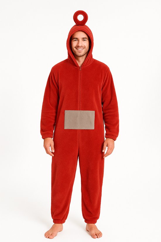 KrijgHonger - Teletubbie Onesie - Rood Verkleedkostuum Volwassenen - S (140-150cm) - Onesie Pyjama - Verkleed als teletubbie PO - Carnavalskleding - Verkleedkleding - Teletubbie kostuum - Groepskostuum