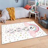 Trendy Vloerkleed Tapijt Boerderij Dieren Pastel Roze Beige Crème 80 X 150 Cm