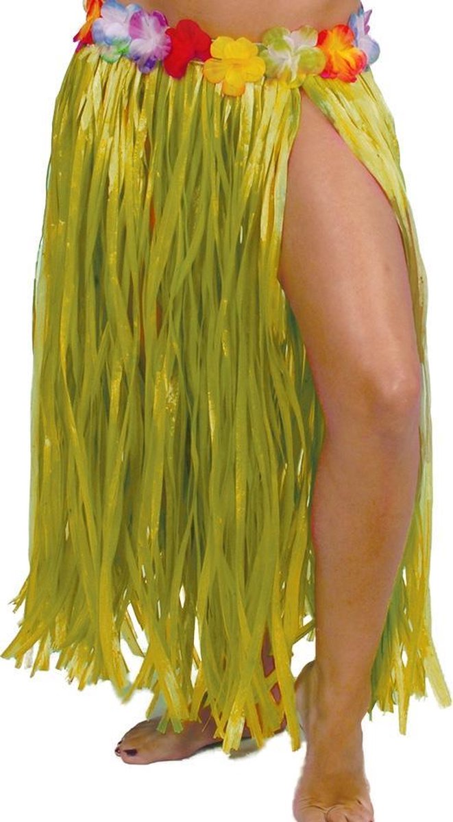 Fiestas Guirca Hawaii verkleed rokje - voor volwassenen - geel - 75 cm - hoela rok - tropisch