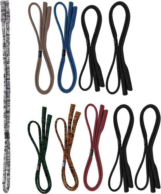 Vin Beauty Lot De 10 Sangles De Lunettes Universelles En Cuir Antidérapantes Pour Lunettes De Soleil - Cordon Tressé Autour Du Cou Pour Homme Et Femme, 10 Couleurs, 70 Cm