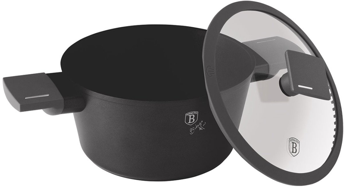 TITANIUM POT MET DEKSEL 24CM BERLINGER HAUS BH-8131 ANTRACIET