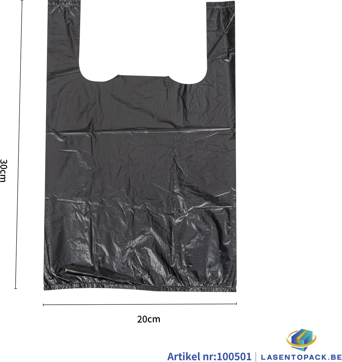 Hemddraagtassen Hemdtasjes Draagtassen Winkelzakken 20cm x 30cm 100 STUKS Kleur Zwart Hemd tasje