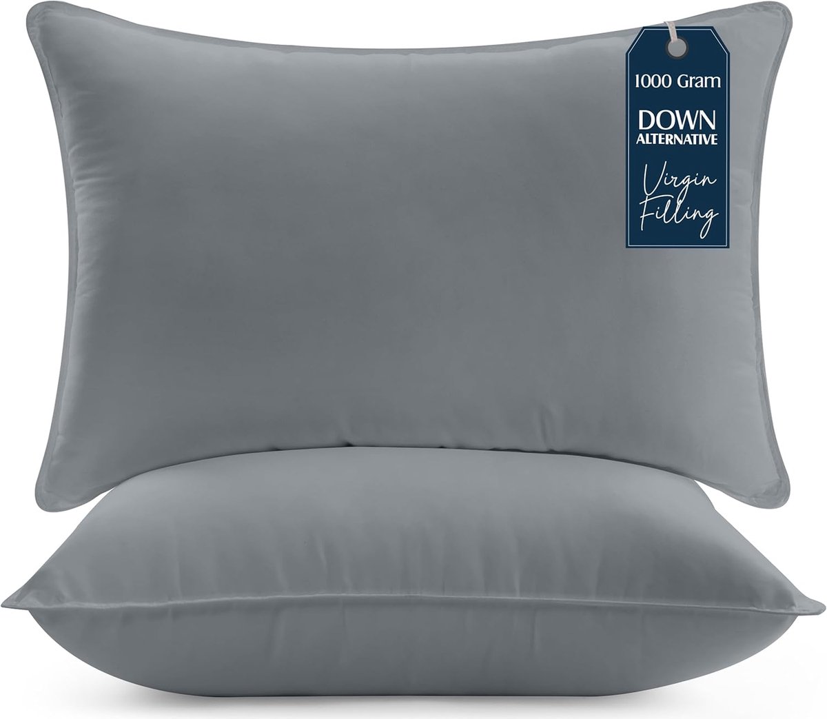 Famanu Bedding Premie Kussen (Set van 2), 50 x 70 cm Beddenkussens, Zachte Stof met Holle Vezelvulling (Grijs)