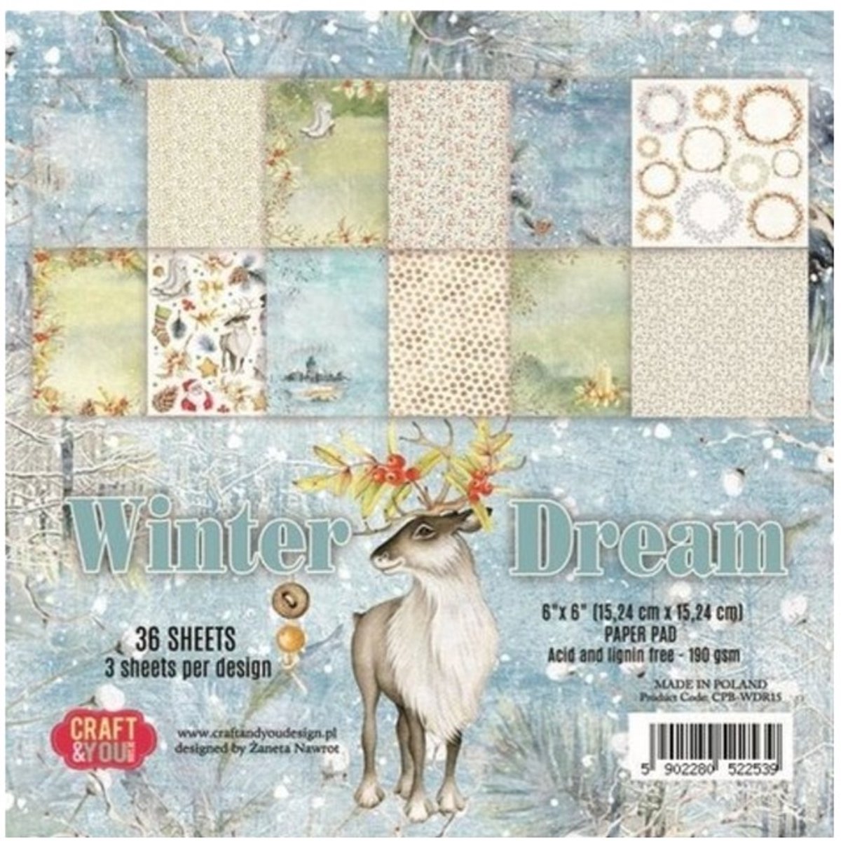 Craft&You Winter Dream Small Paper Pad 6x6 36 vel CPB-WDR15