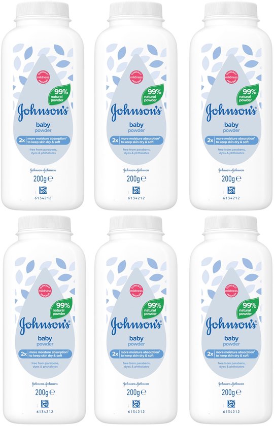 6 x Johnsons Babypoeder 200GM
