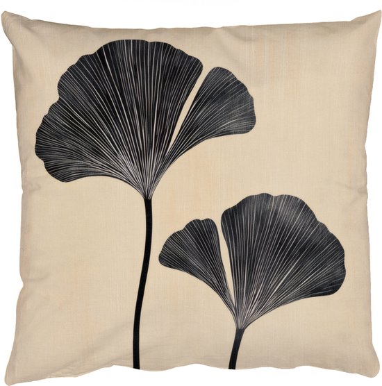 Foto: Sierkussens kussentjes woonkamer 50x50 cm bladeren minimalistisch zwart