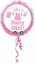 Helium Ballon Geboorte Meisje Baby Girl 43cm leeg