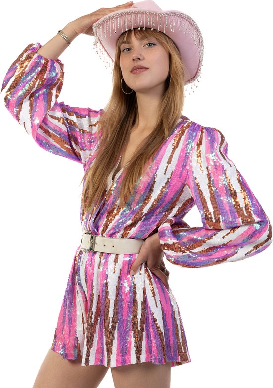 KIMU Cowboyhoed Roze Strass Steentjes - Cowboy Western Hoed Diamantjes Dames - Cowgirl Bride to Be Vrijgezellenfeest Carnaval