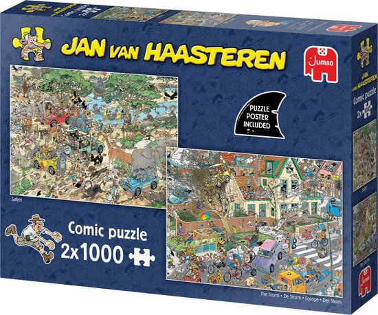 Jan van Haasteren - Safari & Storm - 2-in-1 puzzel - 2 x 1000 stukjes puzzel - Legpuzzel
