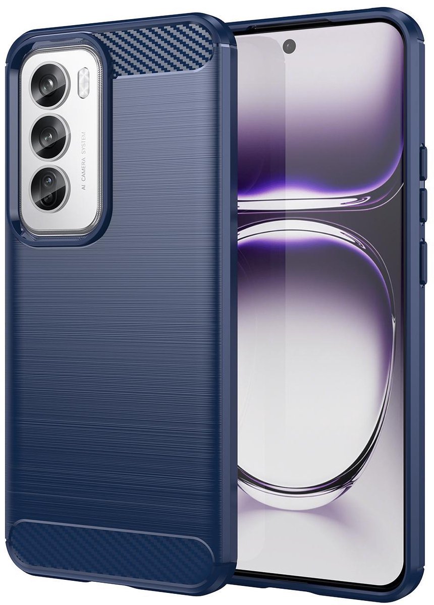 Mobigear Hoesje geschikt voor OPPO Reno 12 Pro Telefoonhoesje Flexibel TPU | Mobigear Brushed Slim Backcover | Reno 12 Pro Case | Back Cover - Blauw
