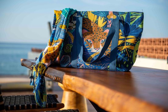 Sac Valentina- Accessoires Junkie Amsterdam- Femme- Sac bandoulière- Nylon recyclé- Imprimé Animaux Nombreux rangements- Klein- Stylé- Uni- Marron