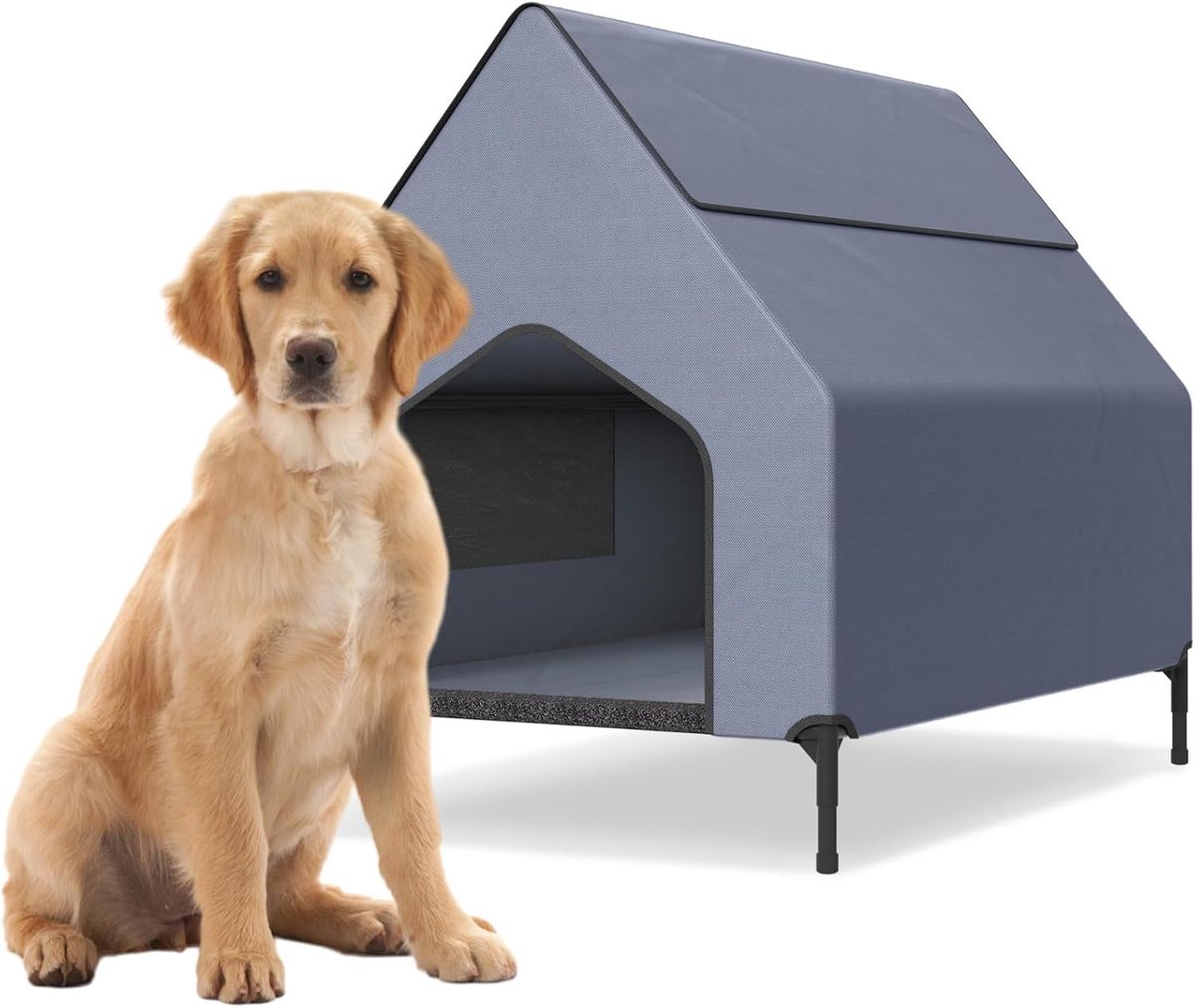 Aufun Hondenmand met dak - 130 x 84 x 104 cm - hondenbed met afneembare poten - voor buiten