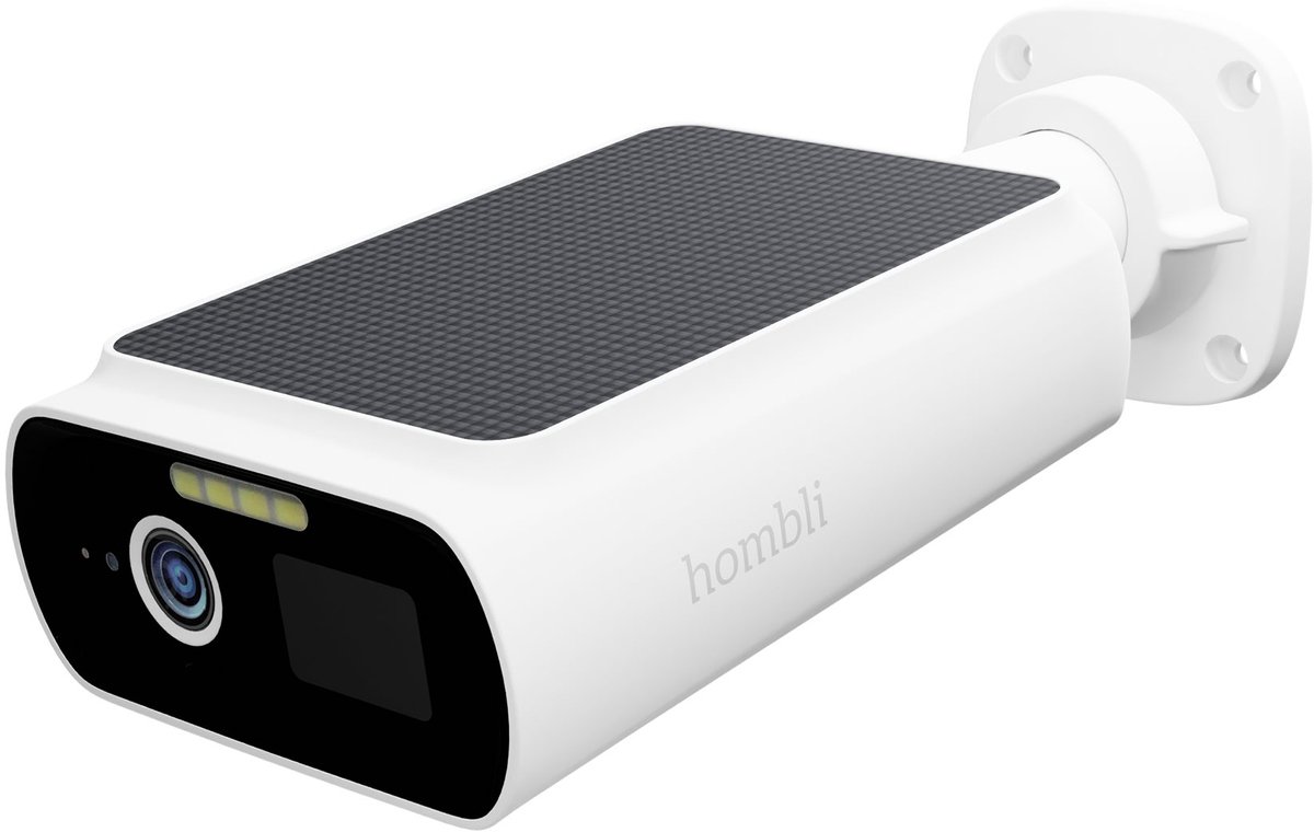 Hombli Solar camera - Beveiligingscamera - - Floodlight camera - Outdoor camera - Bewakingscamera voor buiten - Batterij - Gekleurd nachtzicht - Bewegingsdetectie - Wit