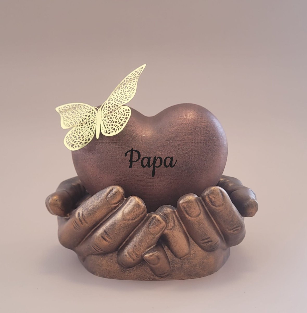 Urn hart in handen - papa - 450 ml - koper, brons