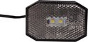 Remlicht met twee witte LED's, geribbeld, transparant kunststof en zwarte rand.