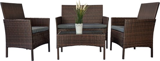 MaxxGarden Rattan loungeset Jamaica - Design wicker tuinset - Bruin