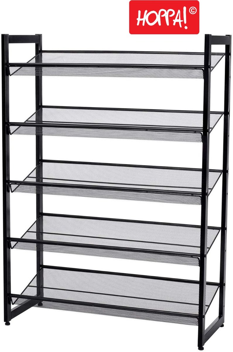 Hoppa! Schoenenrek - 5 Laags - Zwart - Ijzer - 75 x 31 x 105 cm (B x D x H)