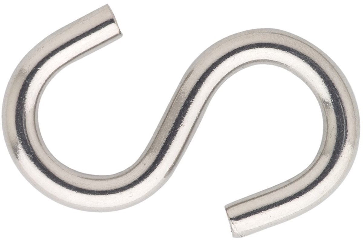 Open S-haak 6,0 mm – 53 mm – RVS AISI 316 – per stuk