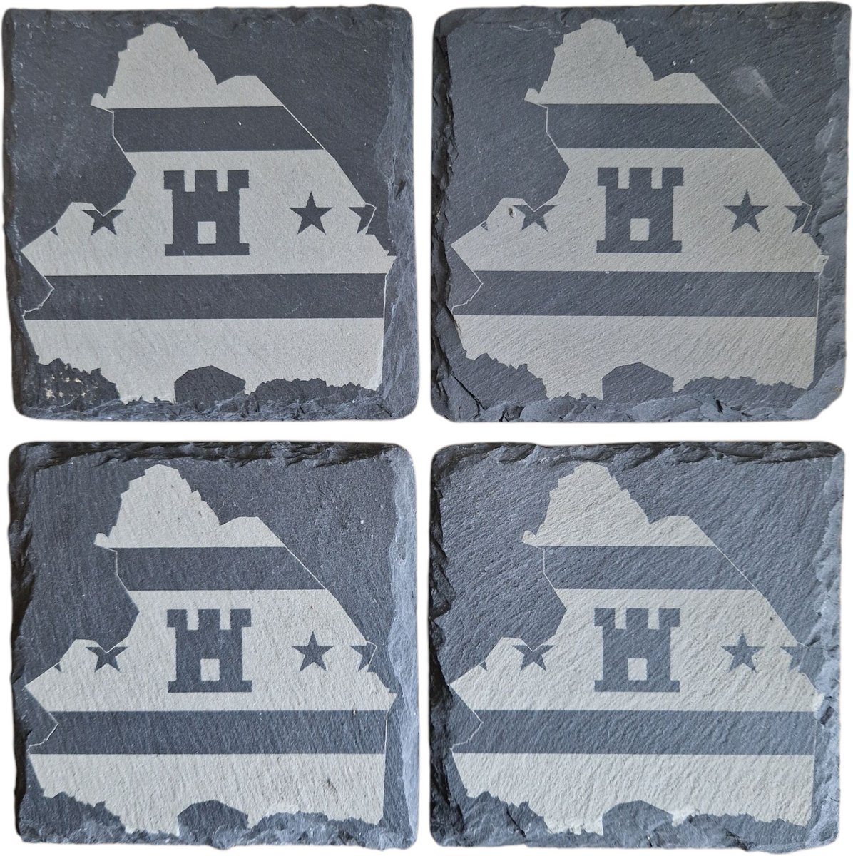 Spant7 - Leisteen onderzetters - Onderzetters - Set van 4 - Drenthe - 10x10cm