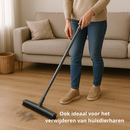 Bezem Binnen - Bezem met Telescoopsteel - Bezem Rubber - Bezem Zwart - Kappersbezem - Rubber bezem & Vloerwisser met steel van Bavepa — afbeelding 3