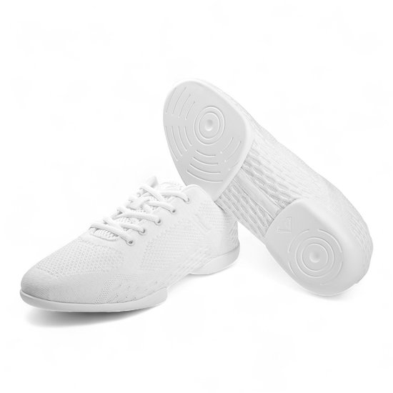 Danssneaker met SpinPoints - Splitzool - Model 213 - 503 - 393 - Lichte & flexibele unisex danssneaker - Ademend mesh - Vochtabsorberend microfiber - Latin sneakers - Soepele bewegingen - Salsa, Bachata - Diamant - Wit - 43