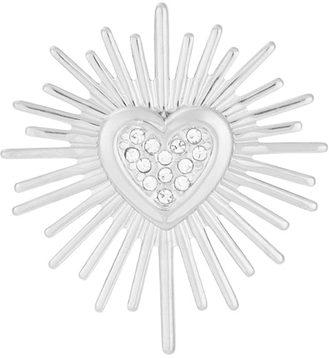 Broche met hartje en steentjes - Brooche - Dames broche - Zilver broche - Stainless Steel (verkleurt niet!) - Sierspeld - Broches - Moederdag cadeau - Moederdag sieraden - Moederdag - valentijnsdag - kerst cadeau - cadeau voor dames - Silver brooche