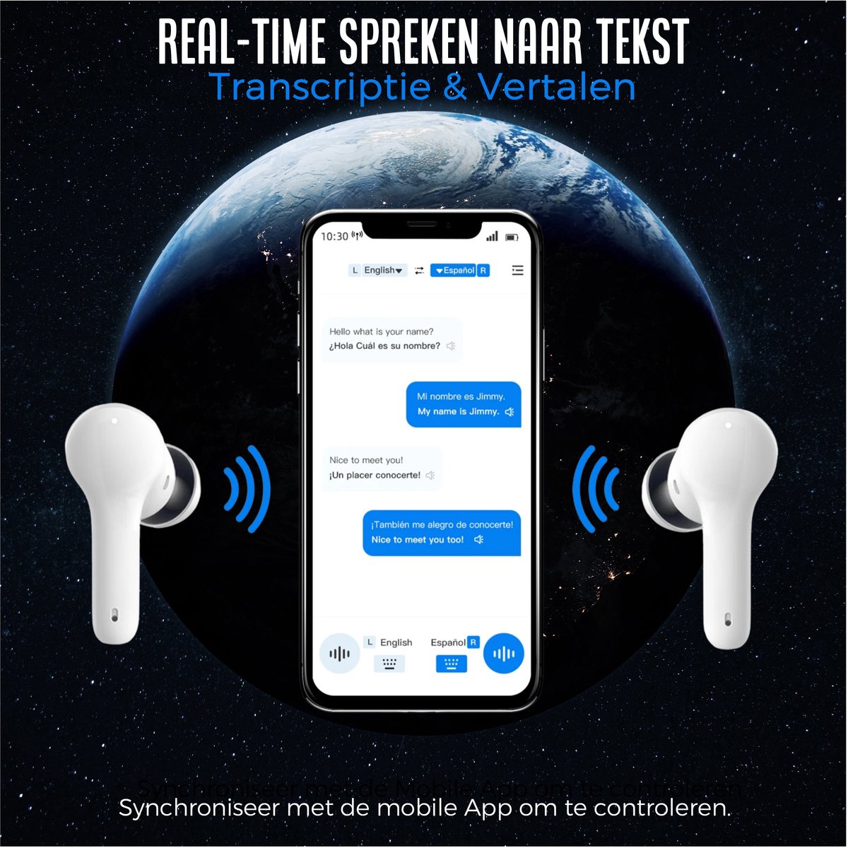 Afbeelding 3 van Shine Vertaalcomputer - Vertaal apparaat met spraak - Draadloze Oordopjes met Vertaalfunctie - Environmental Noice Cancelling - AI Vertaler - Translator - Vertaler voor 127 Talen en 97% Accuraat - 24 Uur Batterij - Wit