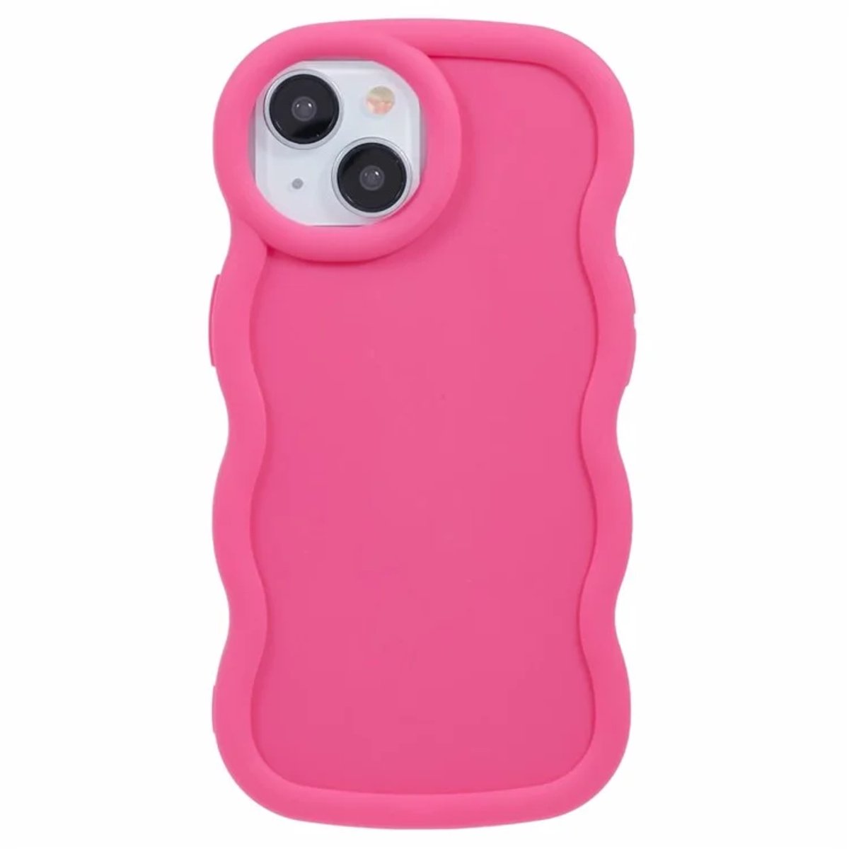 Hoesje voor Apple iPhone 15 - Phonesta Wavy Silicone Back Cover - Hot Pink