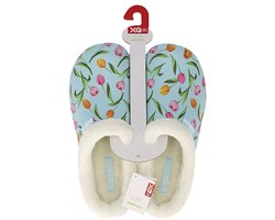 XQ tuinklompen dames - blue tulp print - met bont - maat 38
