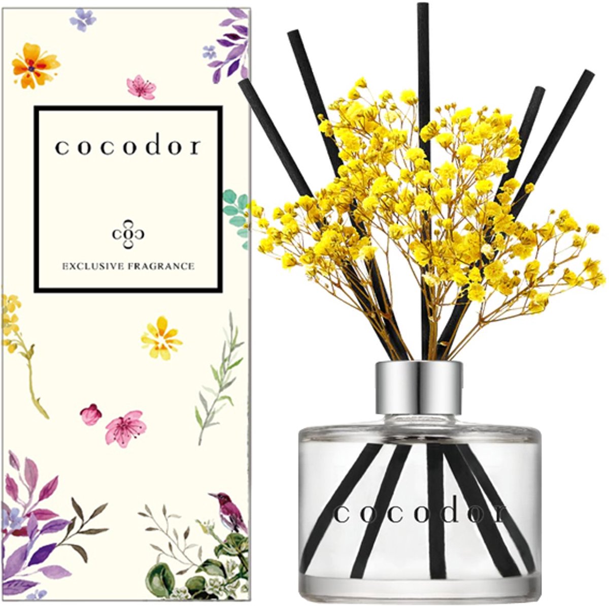 Cocodor Geurstokjes met gele droogbloemen Vanille & Sandalwood - 200 ml