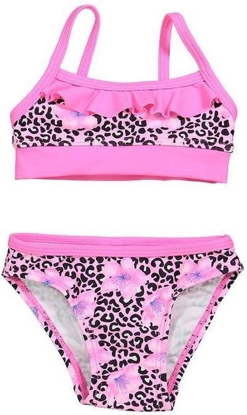 bikini met rouches Tiger roze Maat: |
