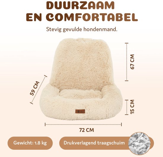 Siège auto moelleux Pet Perfect pour chien - Panier de voiture avec sangles de sécurité - Panier 2 en 1 pour chien - Orthopédique - Antidérapant - Taille M - Beige