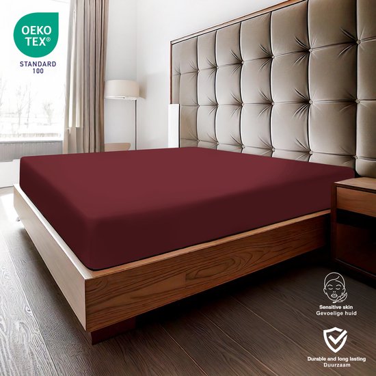 Drap housse BARBONS 180 x 200, Hauteur matelas 35 cm, Élastique tout autour, Microfibre brossée