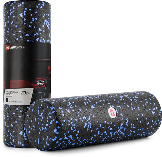 Hop-Sport HS-P030SYG Fasciarol voor de wervelkolom – massagerol voor het hele lichaam, zelfmassage van milieuvriendelijk EPP – medium hard (Blauw)