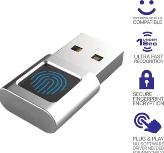 OurLeeme USB-vingerafdruklezer, Smart ID Mini USB vingerafdruklezer voor Windows 10 32/64 bits Touch Speedy Matching voor wachtwoordvrije Login/Aanmelden Lock/Unlock PC Laptops OurLeeme USB-vingerafdruklezer, Smart ID Mini USB vingerafdruklezer voor Windows 10 32/64 bits Touch Speedy Matching voor wachtwoordvrije Login/Aanmelden Lock/Unlock PC Laptops