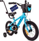 Vélo pour enfants Verdant Bike pour garçons de 3 à 5 ans, 14 pouces Blauw, de 3 à 6 ans, avec roues d'entraînement, barre de poussée, frein à main