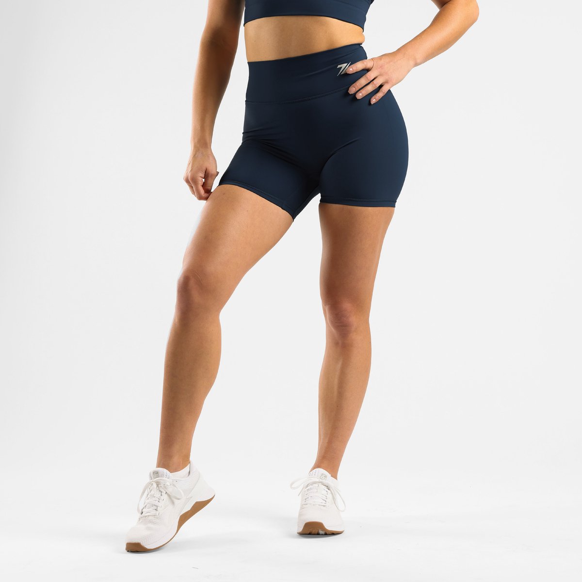 ZEUZ Korte Sport Legging Dames High Waist - Sportkleding & Sportlegging Squat Proof voor Fitness & Crossfit - Hardloopbroek, Yoga Broek - 70% Recycled Nylon & 30% Elastaan - Marineblauw - Maat XL