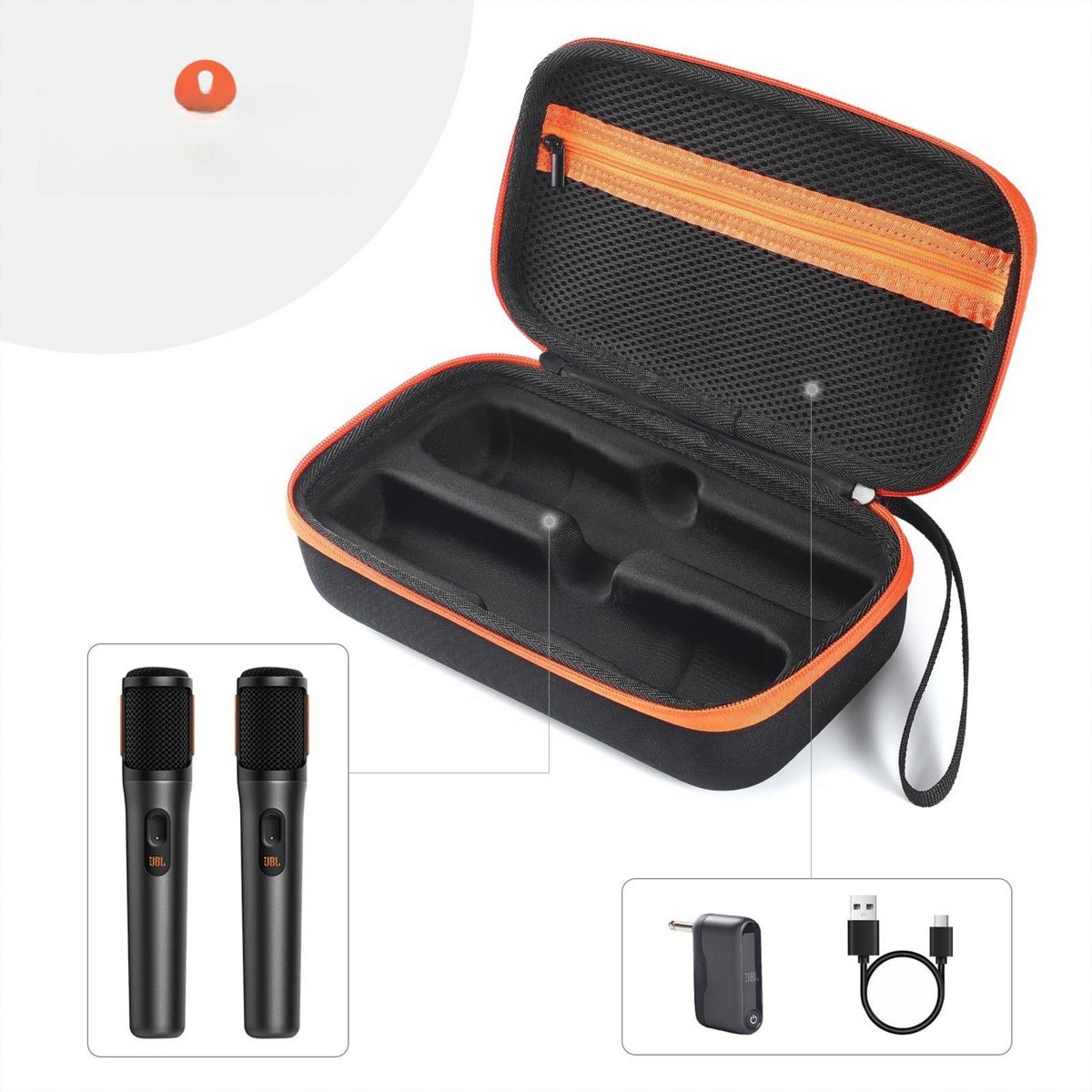Microfoon Opbergtas Compatibel voor JBL PartyBox ES, Draagmicrofoon Case Box Bluetooth Microfoon EVA Travel Shell Houder Draagbare Cover Pouch Organizer (Zwarte Voering