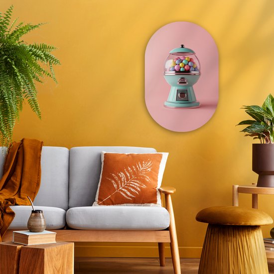 Décoration murale ovale 40x60 cm - Décoration murale ovale Chewing-gum - Rétro - Snoep - Rose - Tableau ovale - Décoration murale salon - Décoration chambre - Peintures - Cercle mural