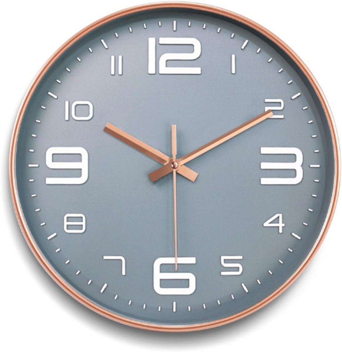 Wandklok 30 cm - Kwarts Geruisloos Zonder Tikkende Geluiden - Decoratieve Ronde Klok Modern Minimalistisch Grijs-Blauw - Voor Woonkamer Slaapkamer Keuken Kantoor - Werkt op Batterijen